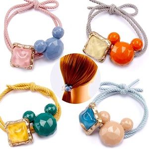 Set of 4 Mickey Mouse hair ties bands ponytail new